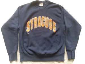VTG Syracuse University Crewneck Sweatshirt Mens L Nutmeg Mills Tag NAVY Y2K USA - Picture 1 of 13