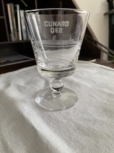 Stuart Crystal Cunard QE2 - 1973 3 Continents Cruise Wine Goblet - 124mm Ex Cond - Picture 1 of 4