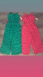 Cat & Jack Girls Lot Of 2 Wide Leg Pant Rompers Size L Side Cuts New W/ Tags - Picture 1 of 8