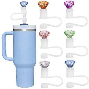 6pcs Diamond Straw Topper for Stanley Cup 40/30 Oz Accessories Straw Cover Decor - Picture 1 of 7
