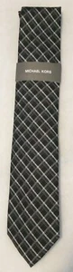 New MK Michael Kors Mens Tie One Size Black w/White Diamond Pattern M3 - Picture 1 of 6