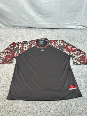 Louisville Slugger Performance Shirt Red Camo Raglan Sleeve Gray Body Medium - Image 1 of 4