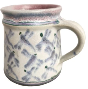 VTG White River Pottery Dragonfly Handmade Ceramic Coffee Mug Cup Lavender Pink - Picture 1 of 8