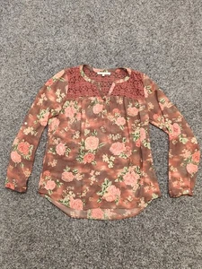 DANIEL RAINN Tunika Top Damen Medium rosa Blumen Rose Spitze Bauernbluse Boho - Bild 1 von 12