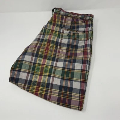 Polo Ralph Lauren Shorts Mens 33 Brown Red Plaid Tyler Pleated Classic Preppy - Image 1 of 4