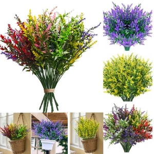 8 Bundles Artificial Flowers UV Resistant Fake Plants Outdoor Home Garden Decor - Picture 1 of 21