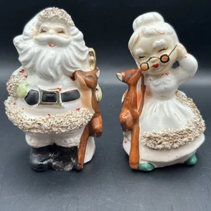 Vintage Enesco Fuchs Weihnachtsmann Frau Claus Salz Pfefferstreuer Japan weiß Keramik - Bild 1 von 11