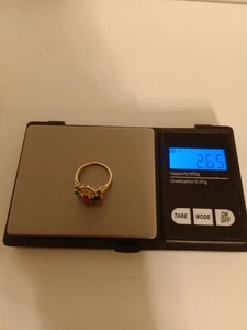 9 CT Gold Diamond Ruby And Emerald Cluster Ring Size M/N - Picture 1 of 6