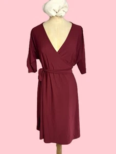 Next Maternity Wrap Jersey Stretchy Dress Size 8 Burgundy - Picture 1 of 9