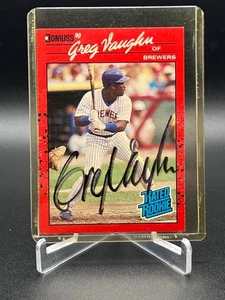 GREG VAUGHN 1990 DONRUSS ROOKIE SIGNED AUTOGRAPHED  #37 MILWAUKEE BREWERS - Picture 1 of 2