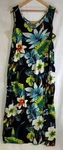 Jams World Tank Dress Hawaiian Tropical Floral Print Pockets Rayon Vibrant XXL - Picture 1 of 8