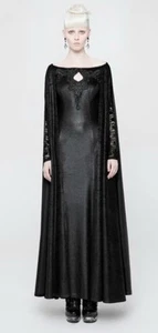 Punk Race Dress w/ Cloak Size XS - Small Lace Sleeves Goth Emo Core Black - Picture 1 of 14