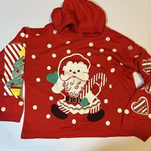 Vtg 80s Stepping Stones Christmas Hoodie Sweatshirt Kitschy Santa Glitter Sz M - Picture 1 of 7