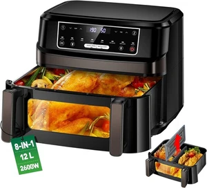12-Liter-Heißluftfritteuse,Ein-Oder Doppelkammer,Verstellbar, Xxl-Airfryer XXL - Bild 1 von 8