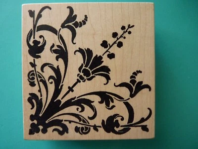 Motivo floral ornamentado, sello de goma MAGENTA de esquina grande Foto 1 de 2