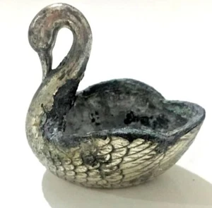  Vintage Silver Plate Very old one Swan Salt Cellars Rest Decor Kitchen 2 3/4"   - Picture 1 of 8