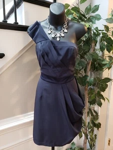 The Limited Women's Navy Blue One Shoulder Knee Length Cocktail Dress 4 - Picture 1 of 12