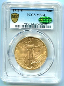 1911-S $20 ST. GAUDENS DOUBLE EAGLE PCGS MS64 CAC SAINT MS-64 CAC !!!!! - Picture 1 of 4