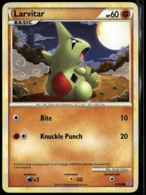 Larvitar Common - HGSS Unleashed 51/95 2010 LP+ Pokemon Card - Image 1 of 2