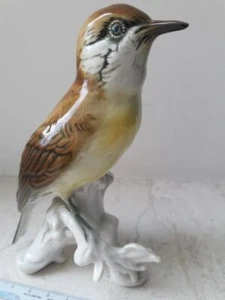 Vintage Karl End Glazed Porcelain Figurine Thuringia Bird Statue 5" GERMANY - Picture 1 of 5