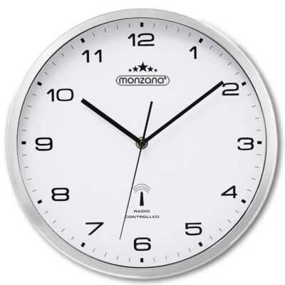 MONZANA® Wanduhr Funkuhr Quarz Analog ø31cm Auto Zeitumstellung Wohnzimmer Weiß - Bild 1 von 4