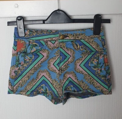 TOPSHOP MOTO женщины UK8 многоцветный узор шорты Hotpants лето/праздник  - Изображение 1 из 4