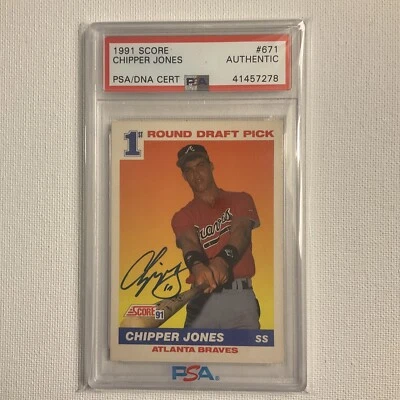 1991 Score Chipper Jones #671 PSA/DNA Certified Authentic Auto Rookie RC HOF - Image 1 of 3
