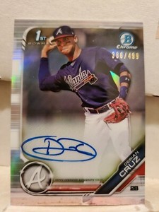 Derian Cruz 2019 Bowman Chrome Refractor Auto /499 1st Prospect Rookie RC