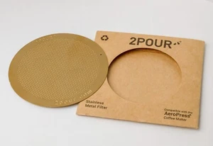 Gold Solid Stainless Filter - 2POUR® - Compatible for Aeropress® Coffee Maker - Picture 1 of 3