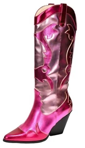 Cape Robbin Women Cowboy Western Knee High Boots High Heel JULIANA Pink Fuchsia - Picture 1 of 6