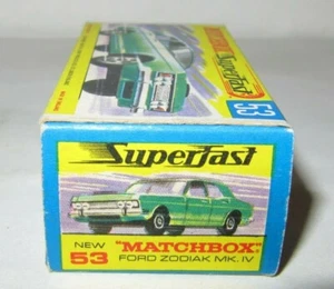 MATCHBOX SUPERFAST No.53 FORD ZODIAC 'RARE ZODIAK BOX MISPRINT' - EXC NR MIB - Picture 1 of 11
