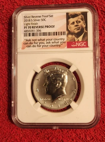 2018 s silver reverse proof Kennedy half dollar NGC PF 70 light finish Cover