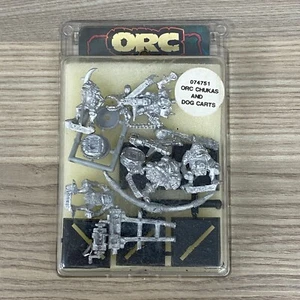 ORC CHUKAS AND DOG CARTS STONE THROWER 1988 074751 WARHAMMER FANTASY BATTLE - Picture 1 of 7