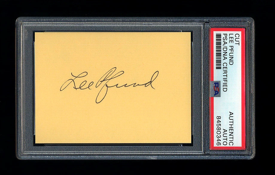 LEE PFUND SIGNED MINT CUT PSA/DNA AUTOGRAPHED BROOKLYN DODGERS WHEATON COLLEGE - Image 1 of 1