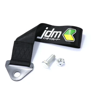 JDM High Strength Black Universal Nylon Car Trailer Tow Rope Towing Hook Strap - Picture 1 of 3