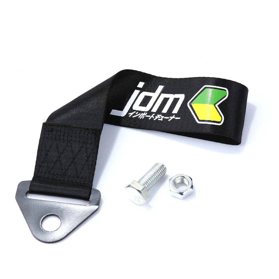 JDM High Strength Black Universal Nylon Car Trailer Tow Rope Towing Hook Strap - Imagem 1 de 4
