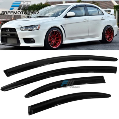 Fits 08-17 Mitsubishi Lancer Slim Style Window Visors Rain Sun Guard Deflector - Image 1 of 4