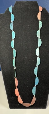 RLM Soho Robert Lee Morris Media Luna Forma Metal Cadena Eslabón Palanca Collar Foto 1 de 4