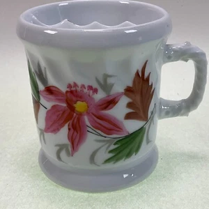 Antique Ironstone Shaving Scuttle Mug Bright Floral Bouquet Twist Handle - Picture 1 of 6