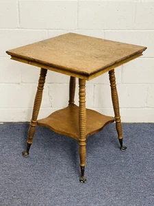 Vintage Midcentury Tiger Oak Parlor Table - Picture 1 of 10