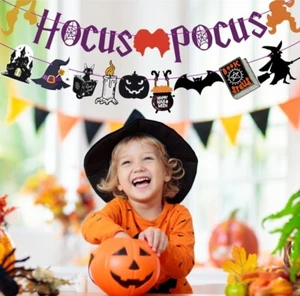 🙂 Halloween Hokuspokus Banner: 2 Stck. Hexen Halloween Spukhaus Thema - Bild 1 von 7