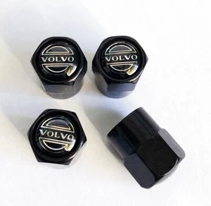 Black Volvo Wheel Valve Dust Caps. C40 XC40 XC90 XC60 V60 S60 EX30 etc - Picture 1 of 2