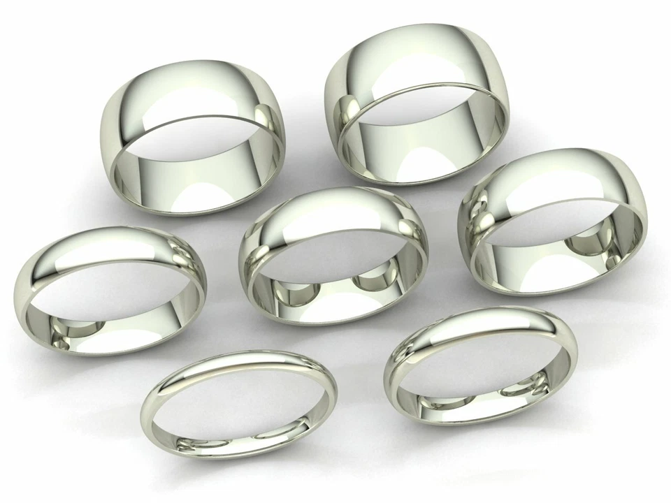 Dome Comfort Fit Band Ring Mens Women 2mm 3mm 4mm 5mm 6mm 7mm 8mm Solid 18k Gold - Image 1 of 1