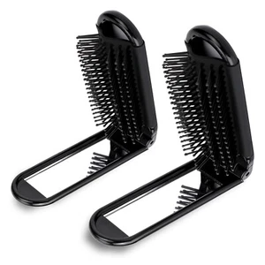 2 Pcs Foldable Hair Brush with Mirror Portable Travel Hair Brush - Picture 1 of 6