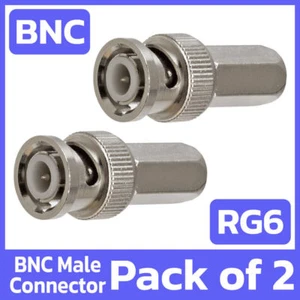 Confezione 2 Connettore BNC Twist-On per RG-6 Cavo Coassiale Telecamere CCTV Spina Finale - Foto 1 di 3