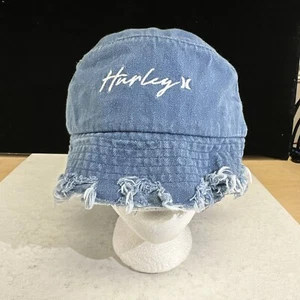 HURLEY DISTRESSED BLUE DENIM BUCKET HAT ONE SIZE - Picture 1 of 9