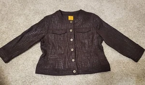 Ruby Rd. Women's Dark Brown Light Shimmer Button Up Jacket Size 10p - Picture 1 of 13