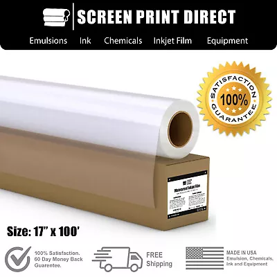ECOTEX®, SCREEN PRINT DIRECT™, INKJET FILM DIRECT Waterproof Inkjet Transparency Film 17" x 100' Screen Printing - 1 Roll - 5 MIL