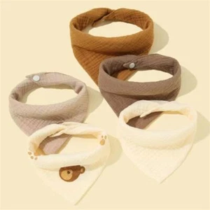 Baby Bib Soft Breathable Drool Bib Cotton Burp Cloth Snap Bibs Infant Teething B - Picture 1 of 32