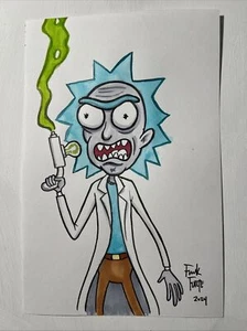 Marcador de arte original dibujo Rick Sanchez Rick & Morty de Frank Forte RARO - Imagen 1 de 2